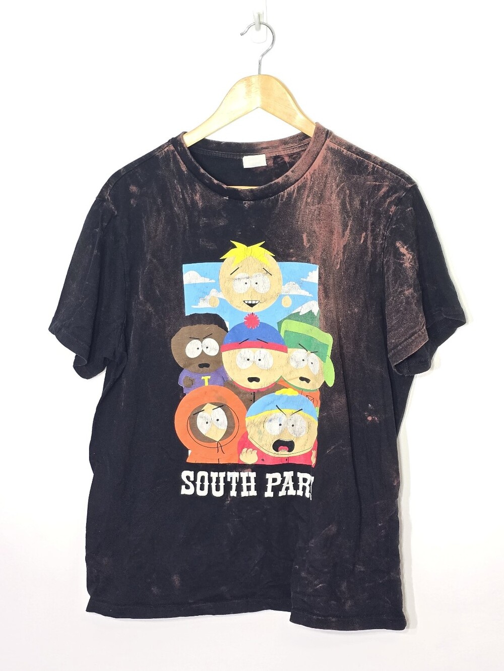 South Park Handcrafted Bleached Black Graphic 100% Cotton Short Sleeve Nostalgic